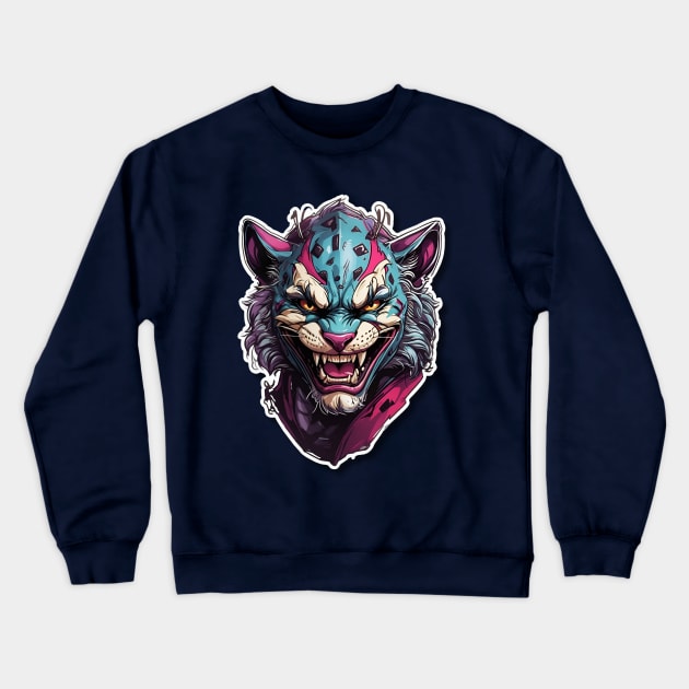 Evil Grinning Panther Crewneck Sweatshirt by Providentfoot